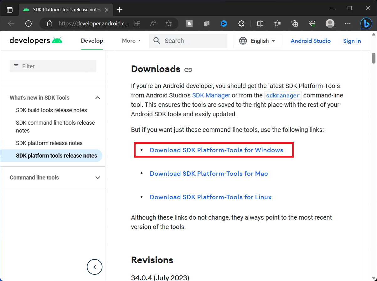Télécharger SDK Platform-Tools pour Windows