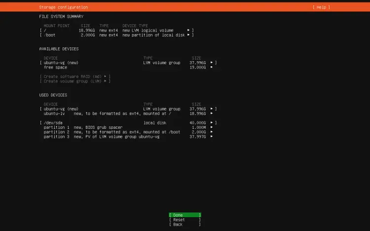 Ubuntu-Partitionierungslayout mit LVM