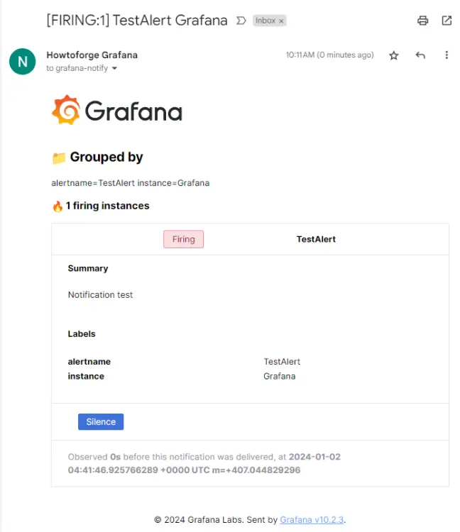 Grafana Test-E-Mail