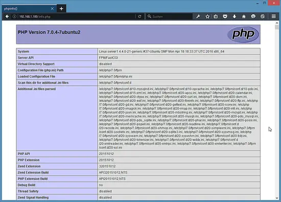 Модули PHP были установлены.