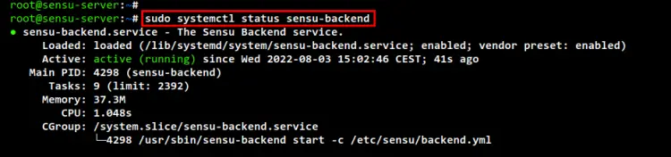 sensuバックエンドサービスを確認