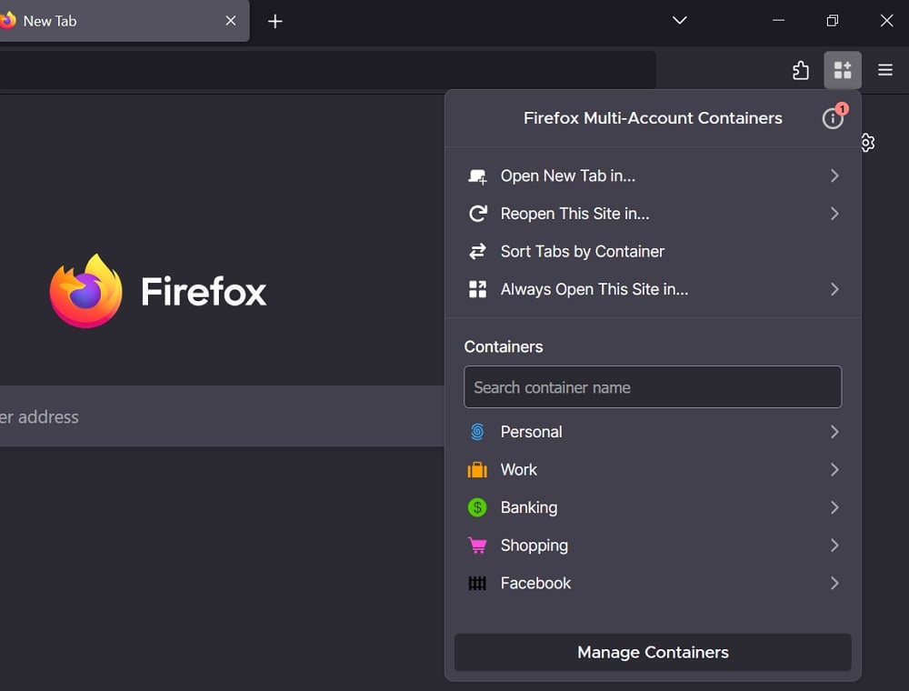abilita contenitori di firefox