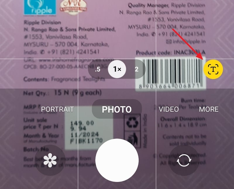 T-Icon zum Scannen von Text auf Samsung-Handys