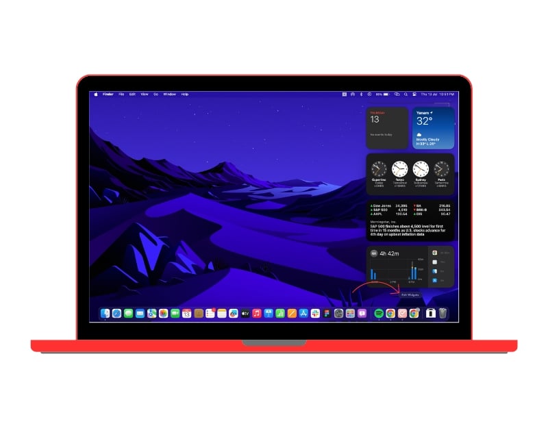 modifier les widgets macos