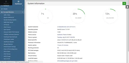 Gestisci servizi con webmin