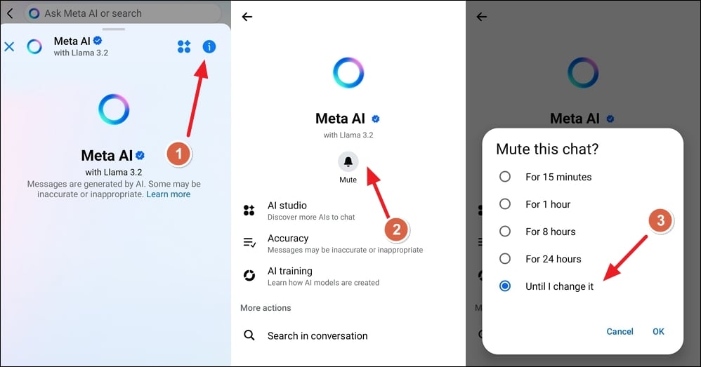 silenciar preguntar a meta ia