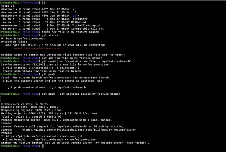 Pousser un commit vers la nouvelle branche