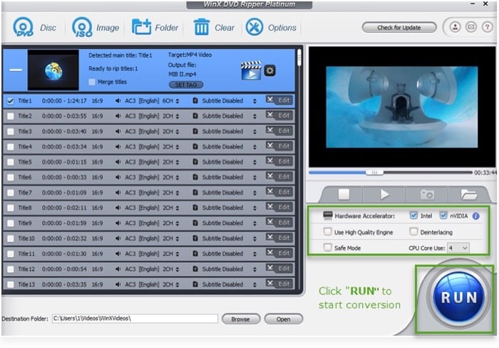 winx dvd ripper를 사용하여 dvd를 mp4로 변환하기