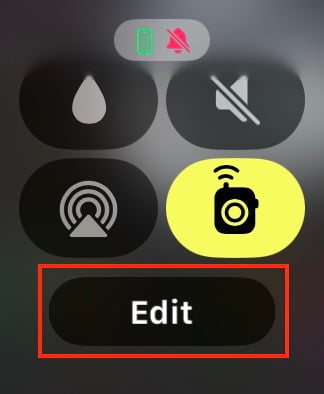 Apple Watchのコントロールセンターの編集ボタン