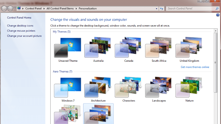 Temas de Windows 7