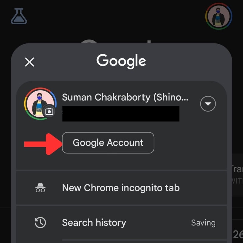 clicca gestisci account/google account per accedere ai dettagli del tuo account google