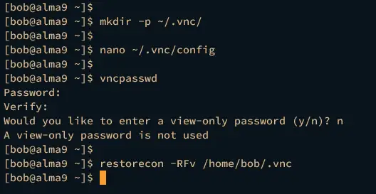 vncサーバーの設定