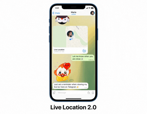 imposta avvisi per la posizione live nell'app telegram