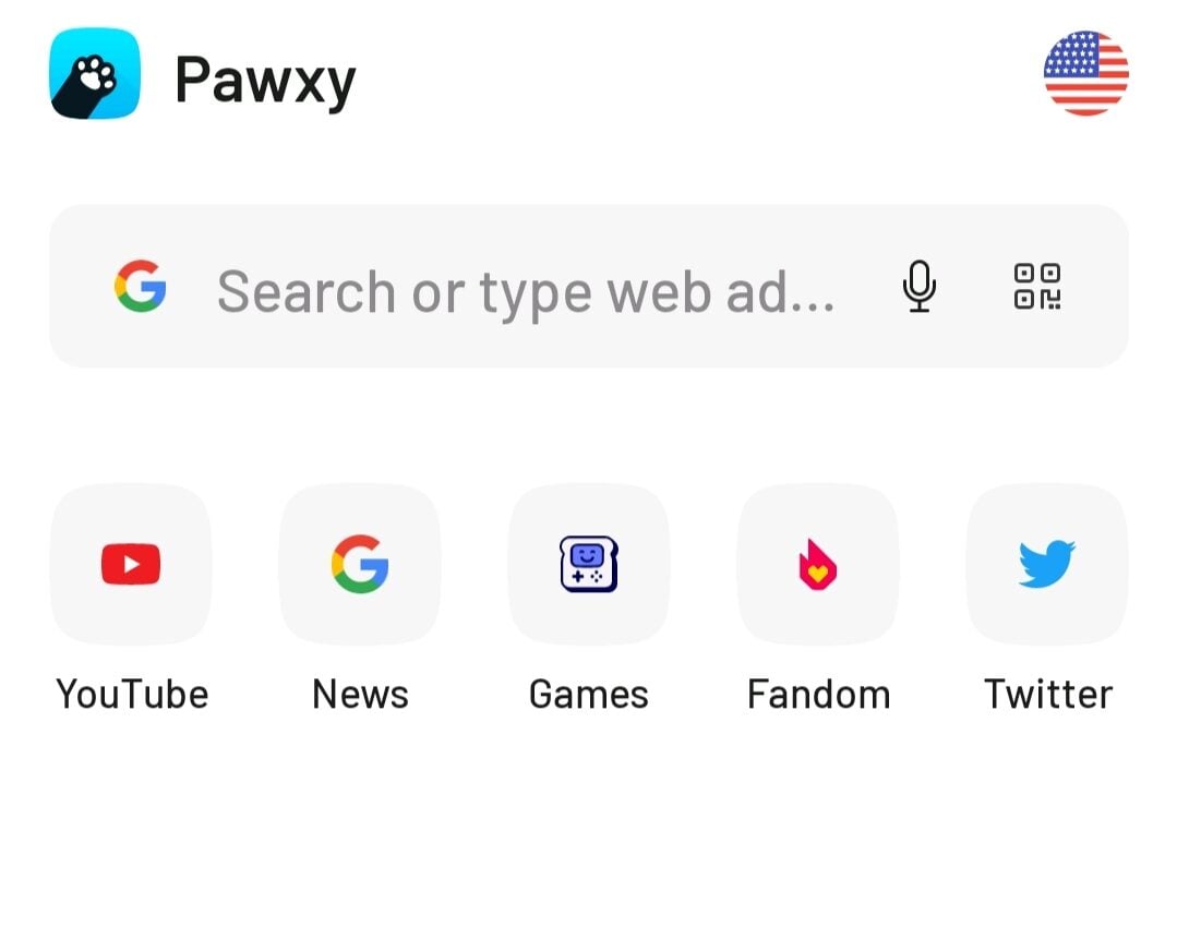 главный экран браузера pawxy