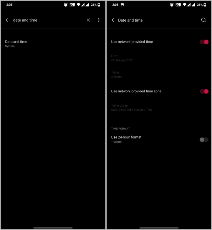 cambio di data e ora su android