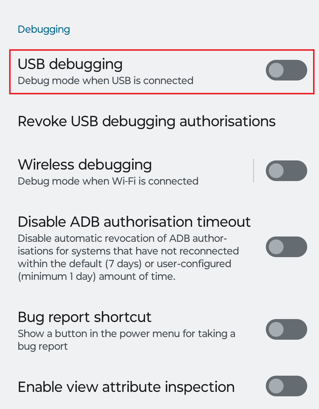 Débogage USB