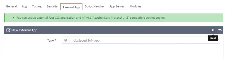 Configuration de l'application externe