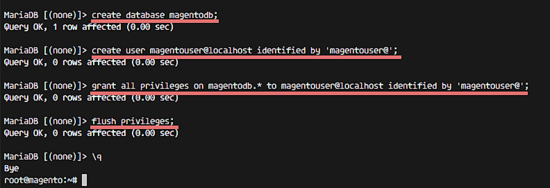 Créer la base de données magento