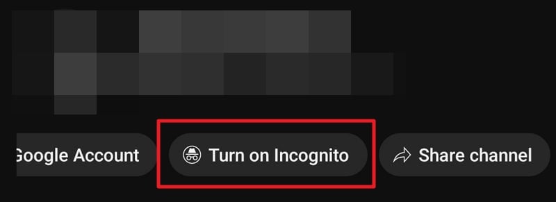 attiva incognito su youtube