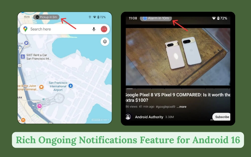 característica de notificaciones ricas en curso para android 16