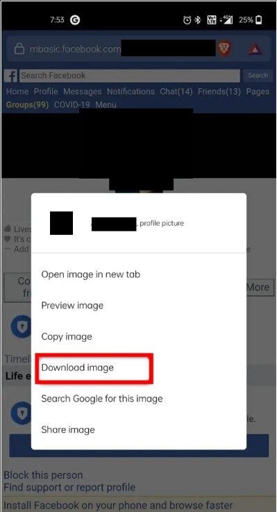 baixar imagem do facebook bloqueada