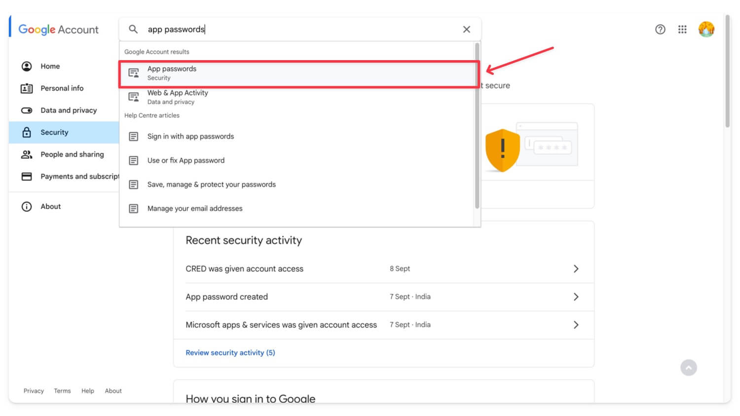 app passwords
