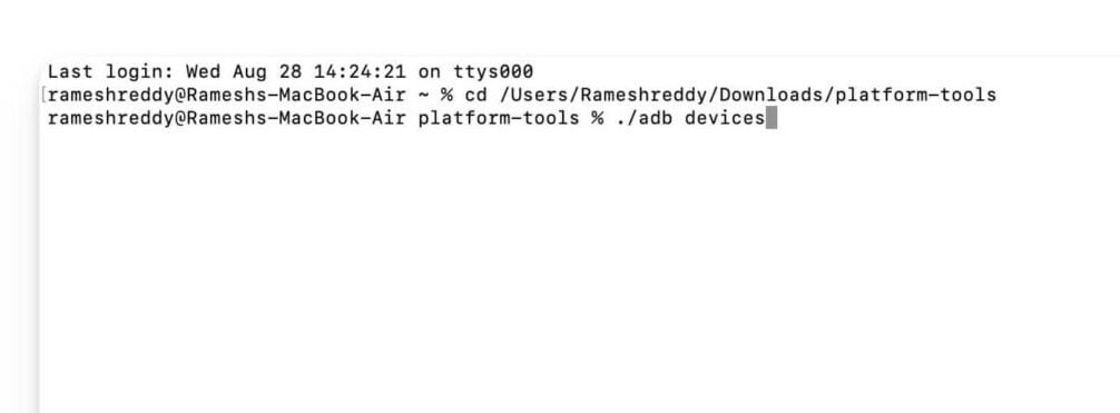 comando adb devices no mac