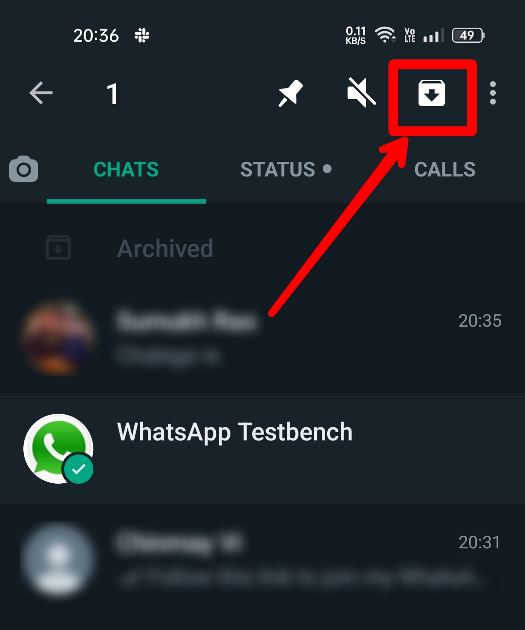archiviazione di una chat whatsapp