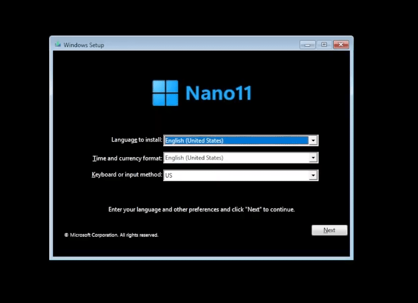 installer Nano11 sur PC