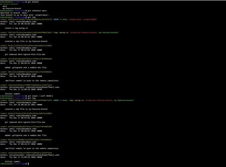 Supprimer un commit local avec réinitialisation douce