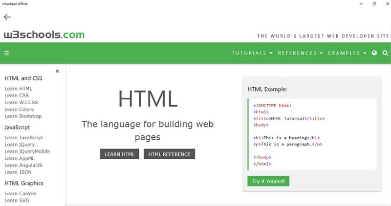 Aplicativo offline W3schools