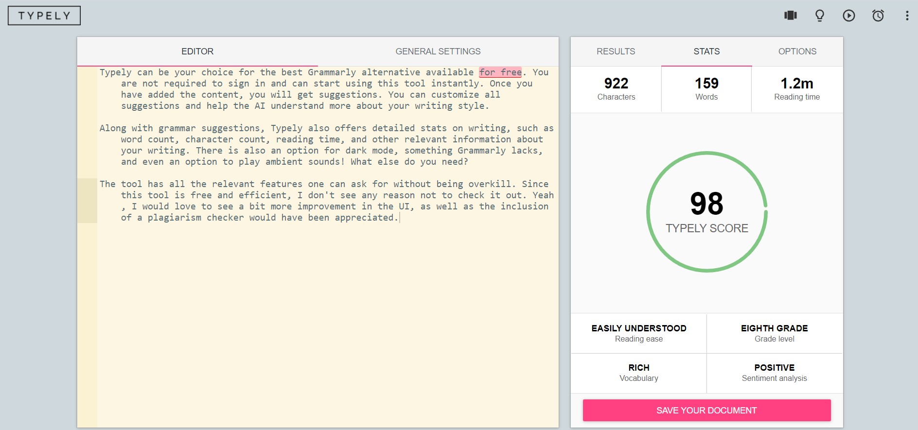 typely alternativa gratuita a grammarly