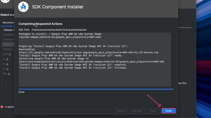 android installation abschließen