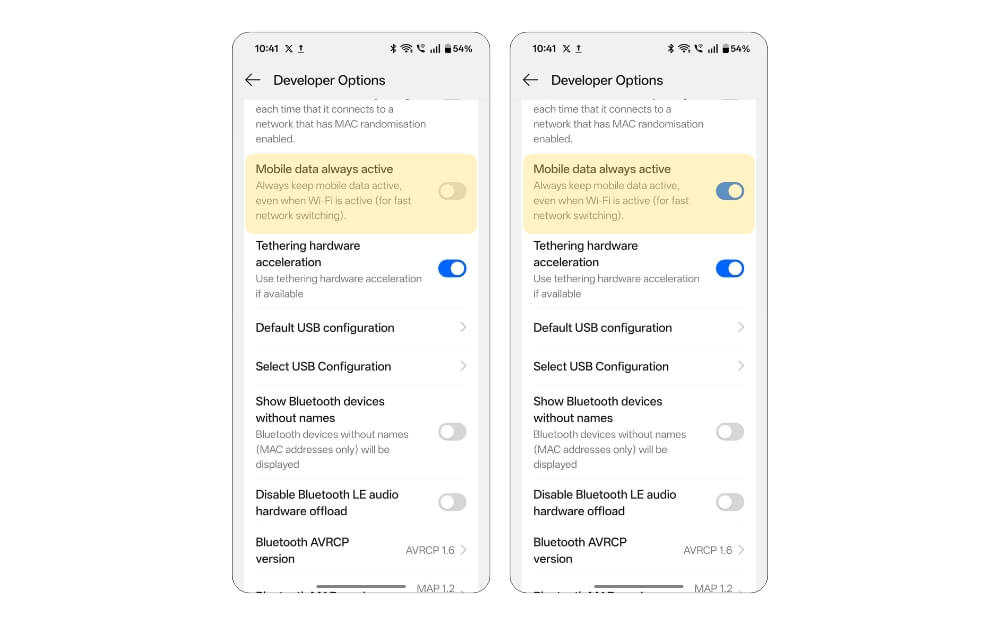 сохранить мобильные данные всегда активными на android 