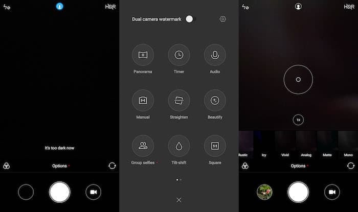 la bataille des caméras doubles à petit budget : moto g5s plus contre xiaomi a1 - interface de la caméra mi a1