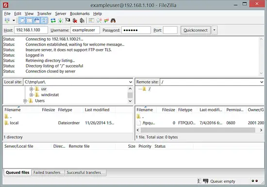 Se connecter au serveur FTP avec FileZilla.