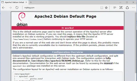 Page par défaut d'Apache