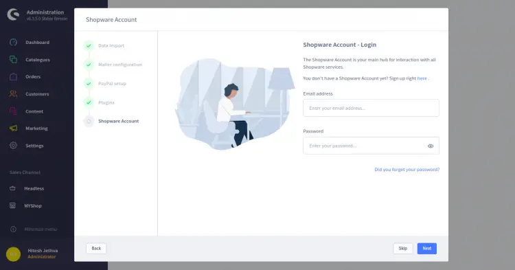 Proteger conta do shopware