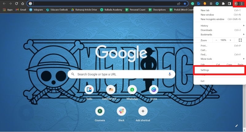 apri chrome e vai alle impostazioni