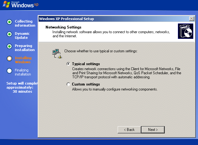Configuration de l'émulateur Windows XP