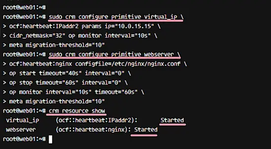 Ajouter de nouvelles ressources Virtual_ip et Webserver au cluster