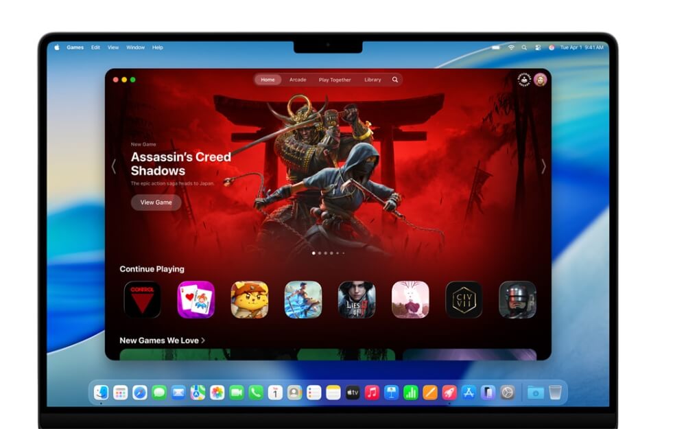 novo aplicativo de jogos no macos 26