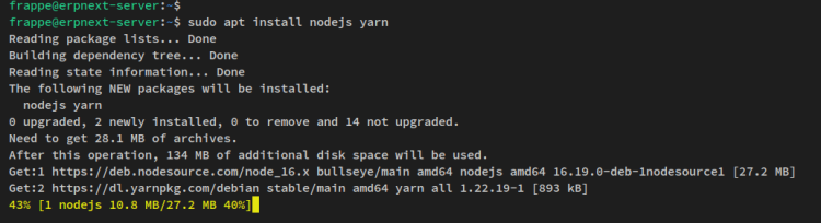install yarn and nodejs