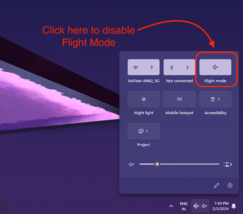 désactiver le mode avion