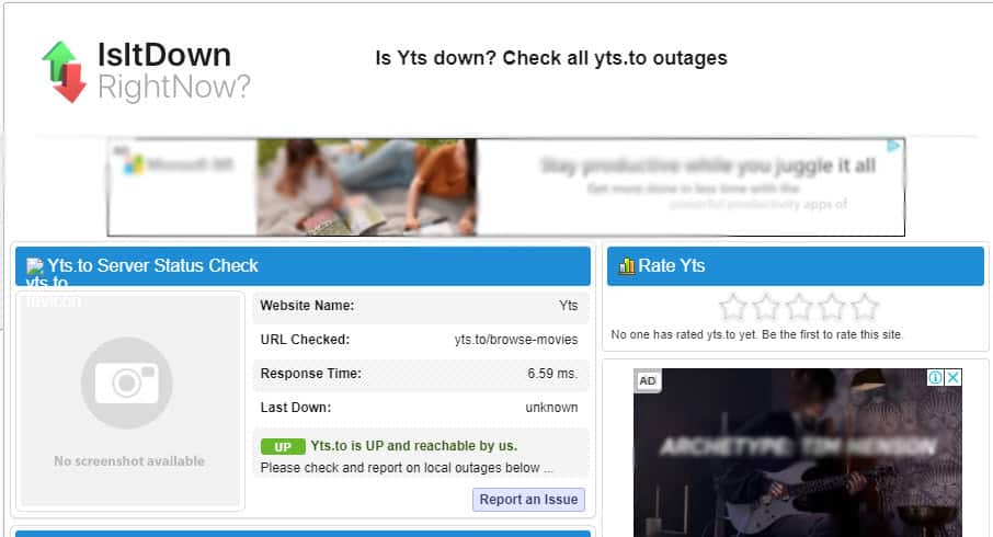 Yify è giù