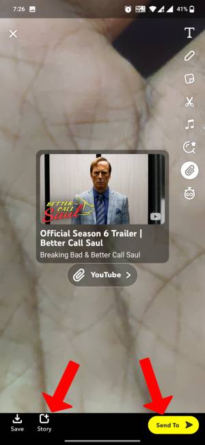 YouTube動画をSnapchatで共有する