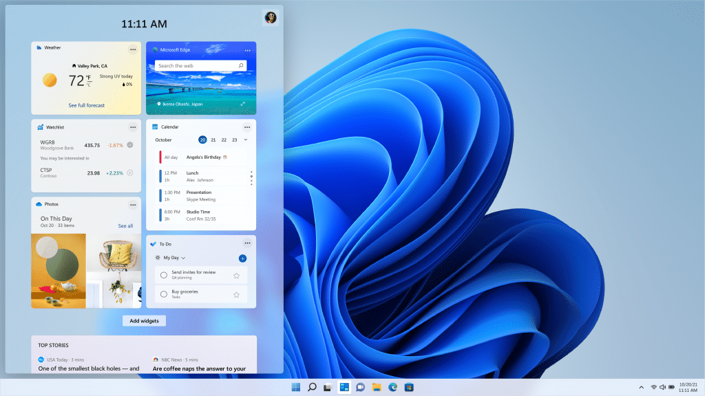 Widgets de Noticias e Intereses