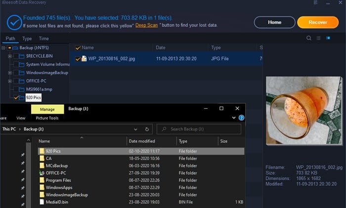 Scannen Sie wiederherstellbare Dateien Windows