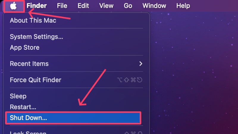 Mac vom Menü aus herunterfahren