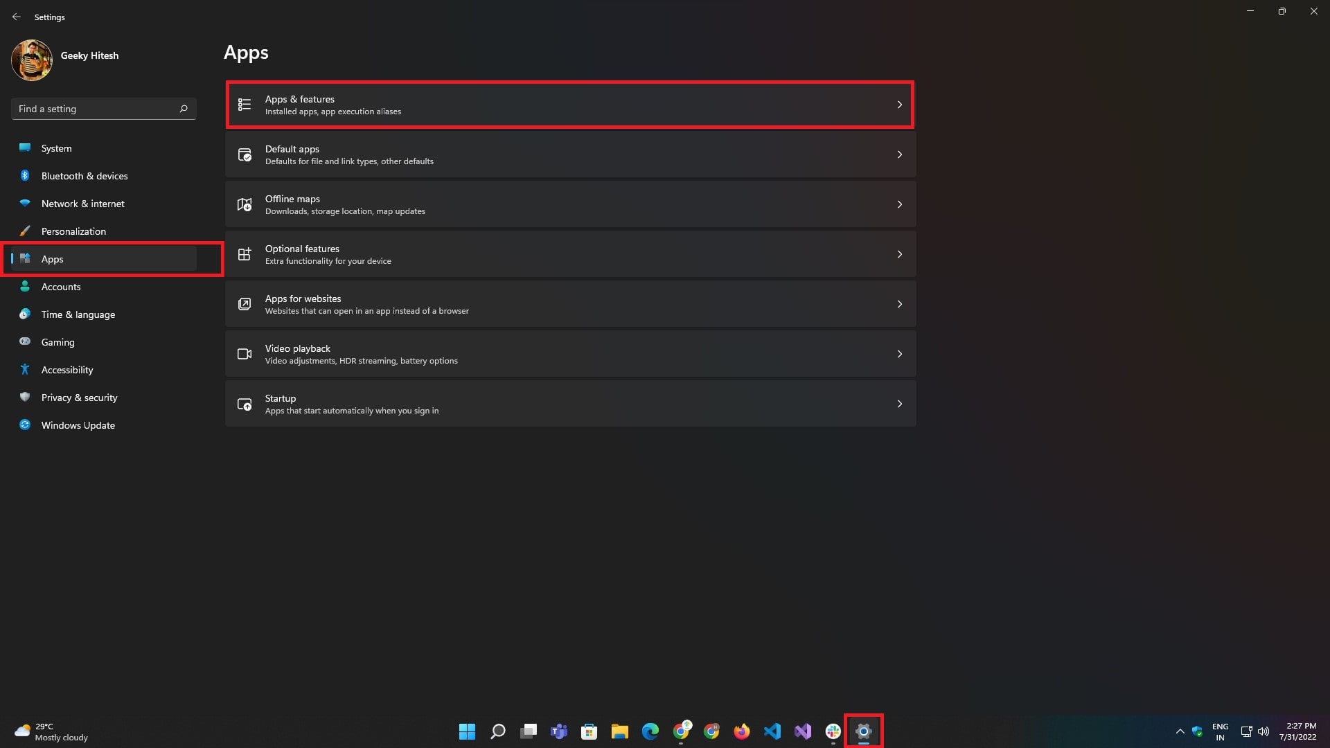 app settings ui in windows 11